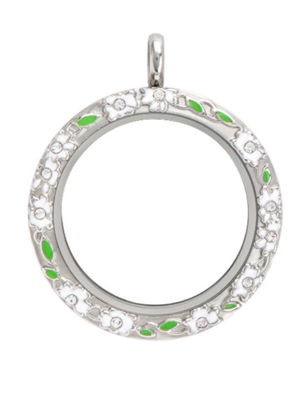 Origami Owl Large Silver + Enamel Daisy Twist Locket